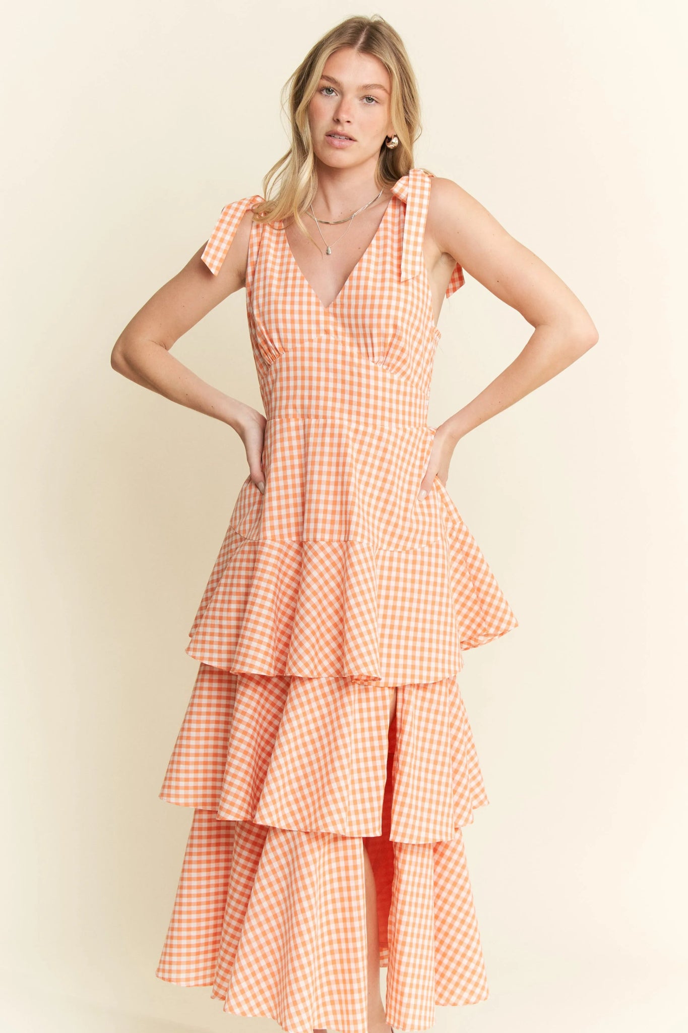 Jade By Jane Sleeveless Gingham Print Tiered Midi Dress - Bitsy Gypsy Boutique