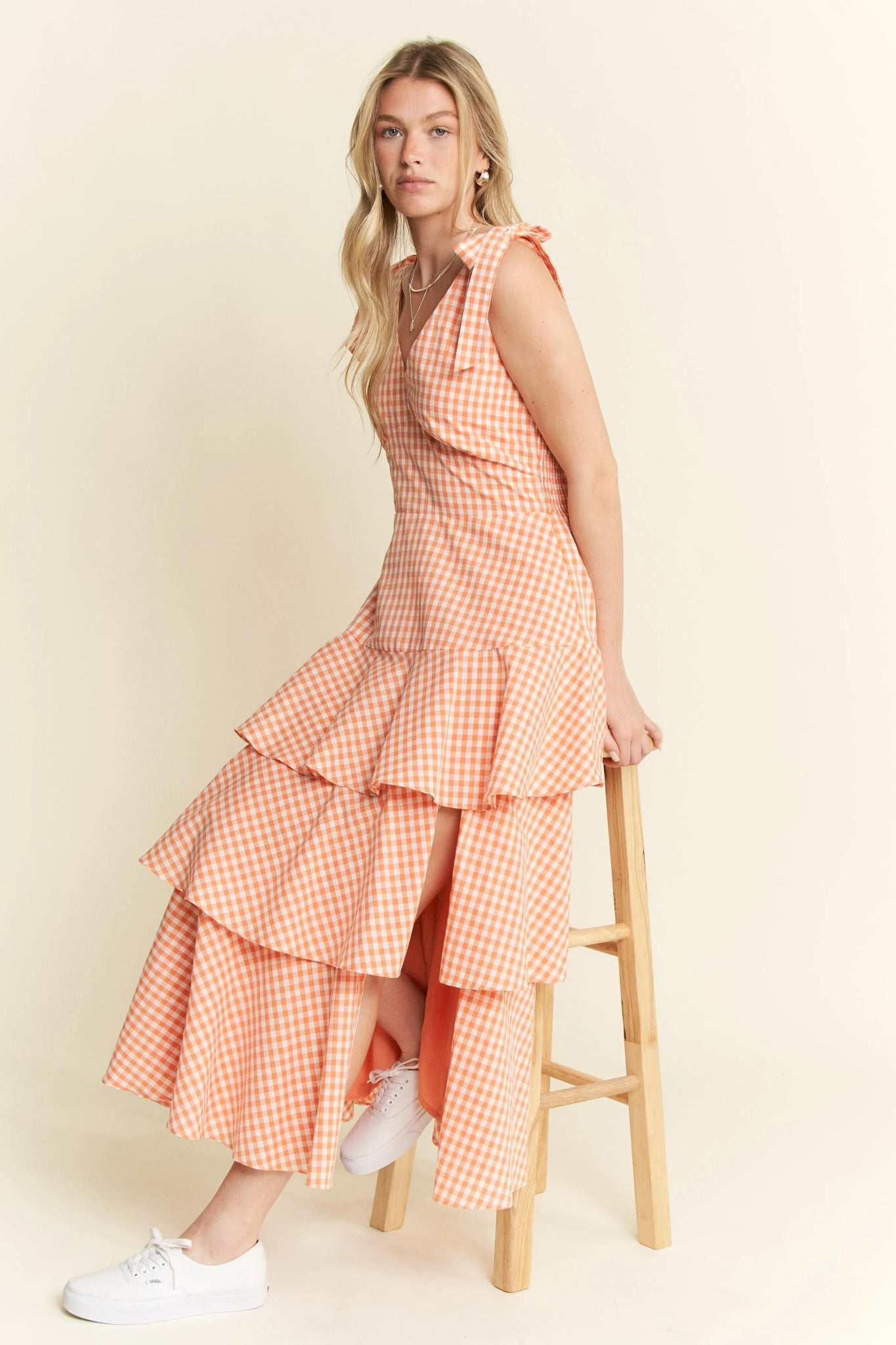 Jade By Jane Sleeveless Gingham Print Tiered Midi Dress - Bitsy Gypsy Boutique