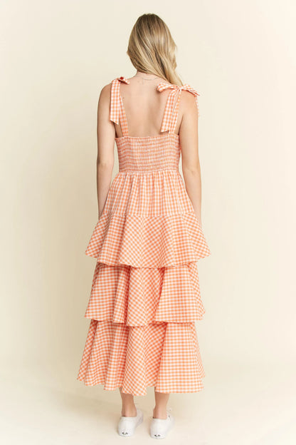 Jade By Jane Sleeveless Gingham Print Tiered Midi Dress - Bitsy Gypsy Boutique
