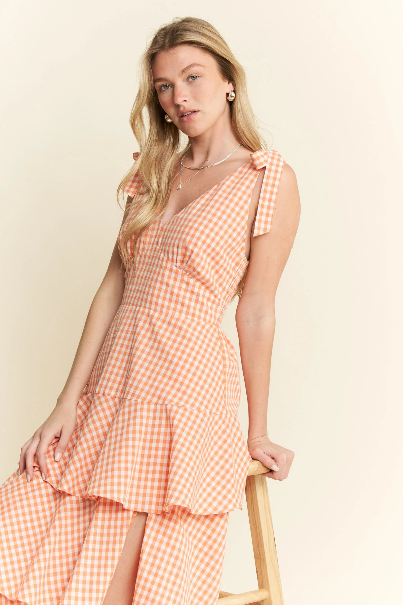 Jade By Jane Sleeveless Gingham Print Tiered Midi Dress - Bitsy Gypsy Boutique