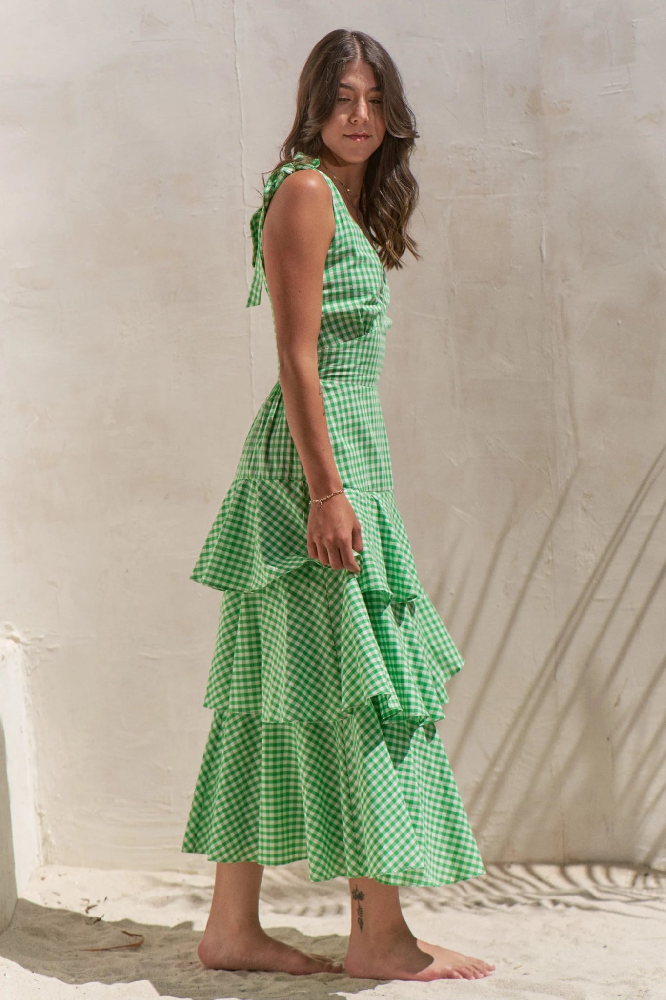Jade By Jane Sleeveless Gingham Print Tiered Midi Dress - Bitsy Gypsy Boutique