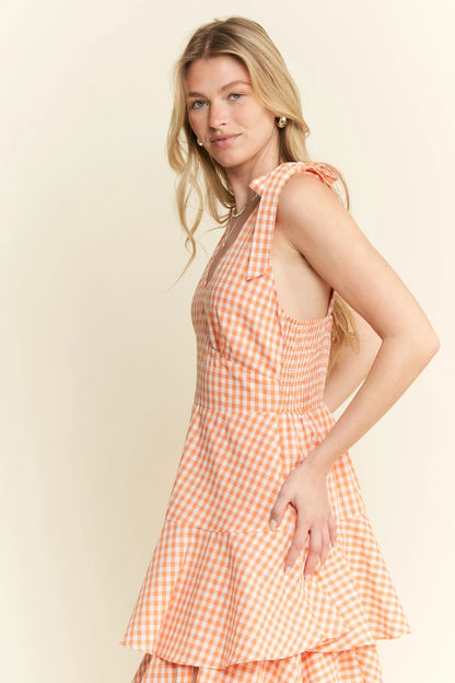 Jade By Jane Sleeveless Gingham Print Tiered Midi Dress - Bitsy Gypsy Boutique