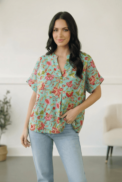 Jade Garden Easy Does it Blouse - Bitsy Gypsy Boutique