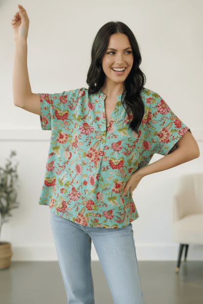 Jade Garden Easy Does it Blouse - Bitsy Gypsy Boutique