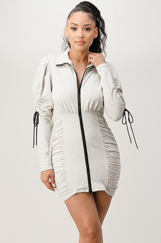 JERSEY ZIPPER MINI DRESS - Bitsy Gypsy Boutique