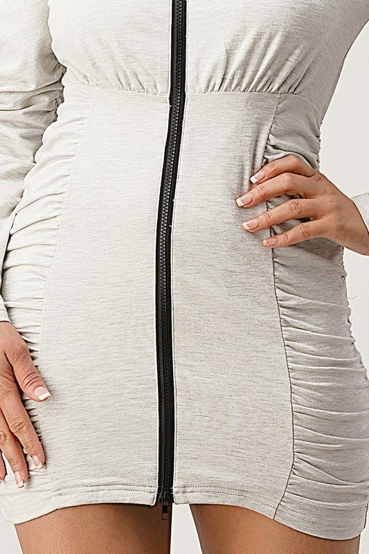 JERSEY ZIPPER MINI DRESS - Bitsy Gypsy Boutique