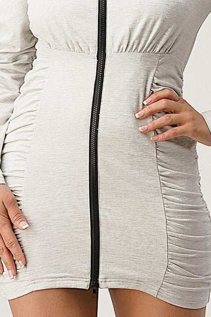 JERSEY ZIPPER MINI DRESS - Bitsy Gypsy Boutique