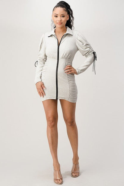 JERSEY ZIPPER MINI DRESS - Bitsy Gypsy Boutique