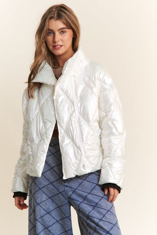 J.NNA Quilted Mock Neck Puffer Jacket - Bitsy Gypsy Boutique