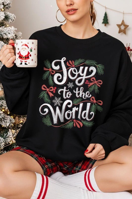 Joy to the World Christmas Graphic Sweatshirt - Bitsy Gypsy Boutique