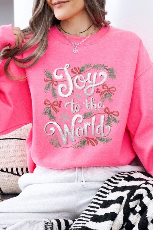 Joy to the World Christmas Graphic Sweatshirt - Bitsy Gypsy Boutique