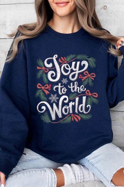 Joy to the World Christmas Graphic Sweatshirt - Bitsy Gypsy Boutique