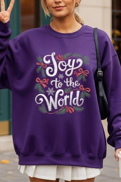 Joy to the World Christmas Graphic Sweatshirt - Bitsy Gypsy Boutique