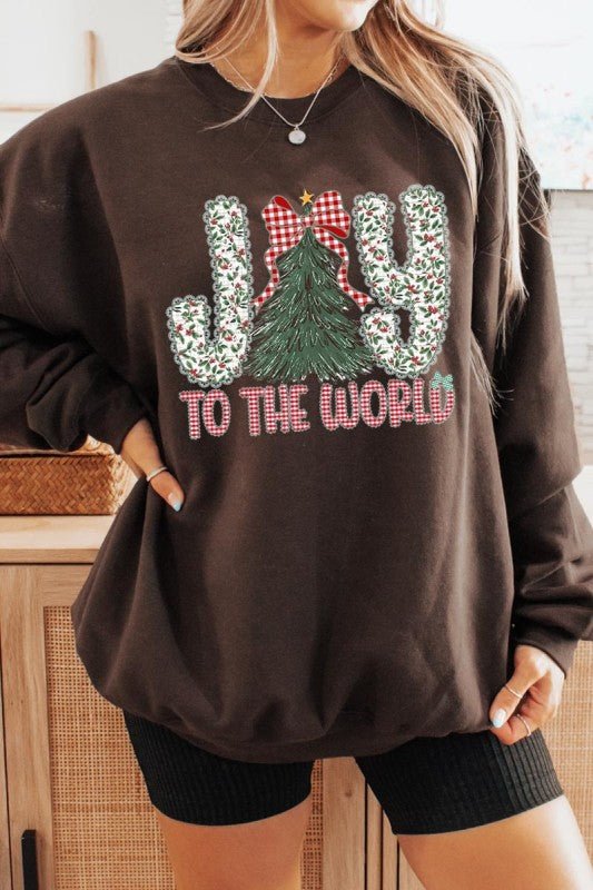 Joy to the World Graphic Sweatshirt - Bitsy Gypsy Boutique