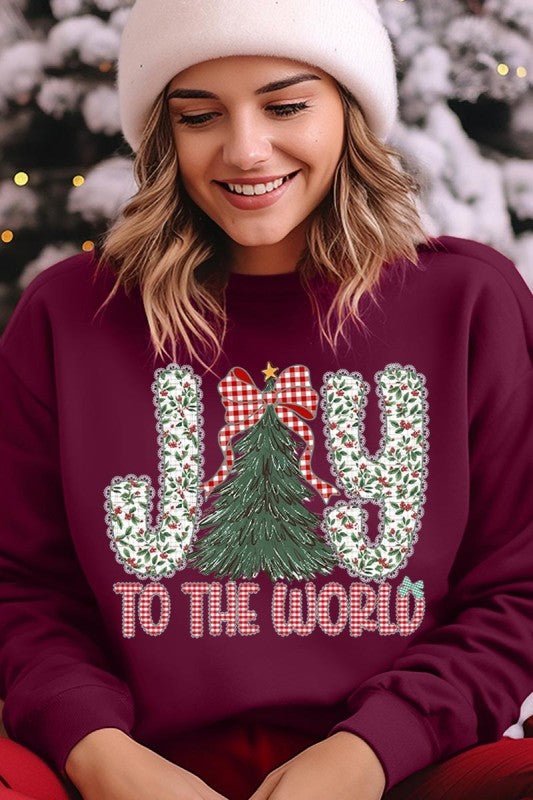Joy to the World Graphic Sweatshirt - Bitsy Gypsy Boutique