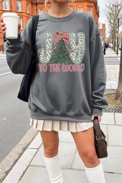 Joy to the World Graphic Sweatshirt - Bitsy Gypsy Boutique