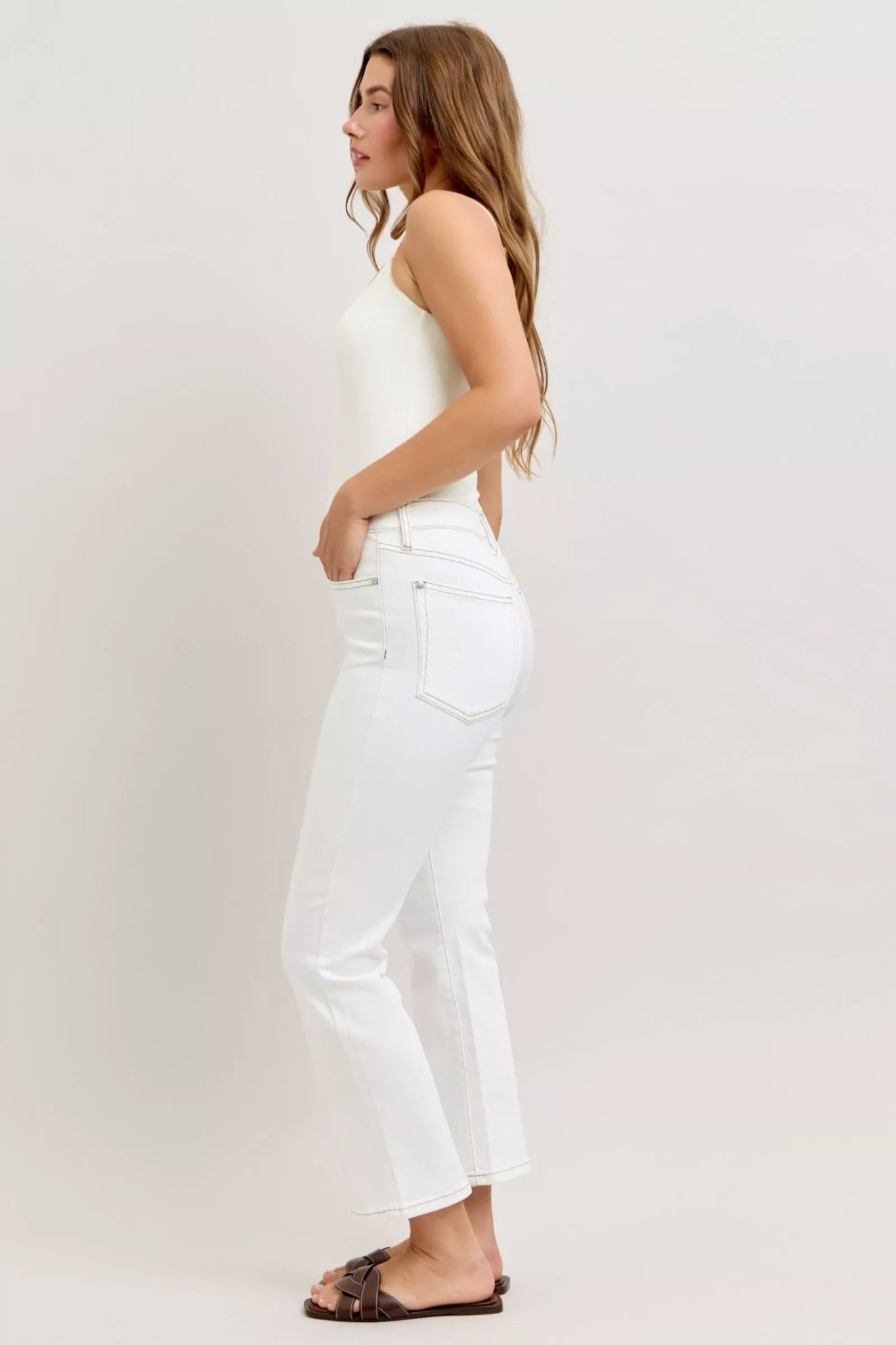 Judy Blue Contrast Stitching Cropped Flare Jeans - Bitsy Gypsy Boutique