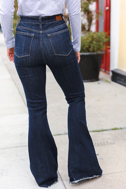 Judy Blue Dark Wash Raw Hem Jeans - Bitsy Gypsy Boutique