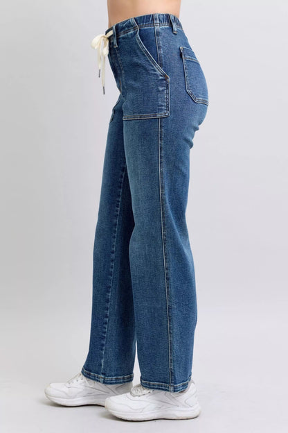 Judy Blue Drawstring Straight Jeans with Pockets - Bitsy Gypsy Boutique