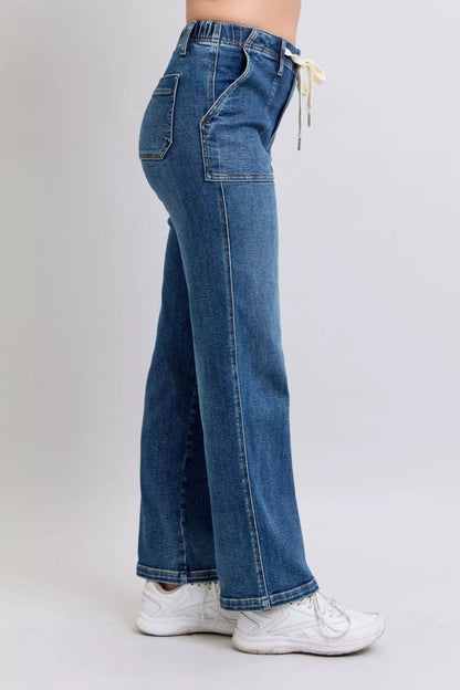 Judy Blue Drawstring Straight Jeans with Pockets - Bitsy Gypsy Boutique