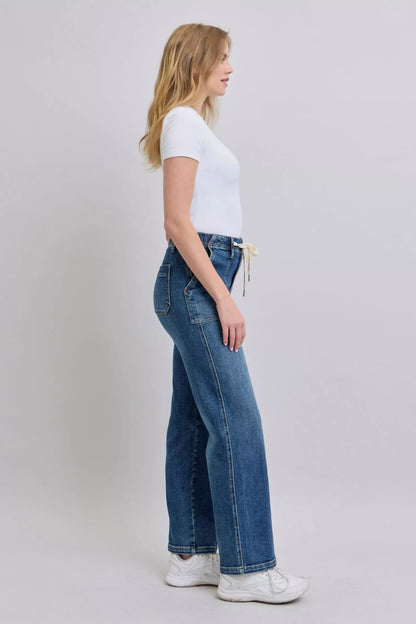 Judy Blue Drawstring Straight Jeans with Pockets - Bitsy Gypsy Boutique