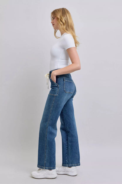 Judy Blue Drawstring Straight Jeans with Pockets - Bitsy Gypsy Boutique