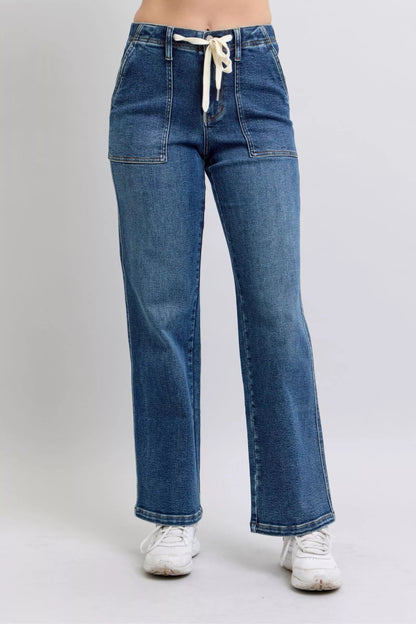 Judy Blue Drawstring Straight Jeans with Pockets - Bitsy Gypsy Boutique