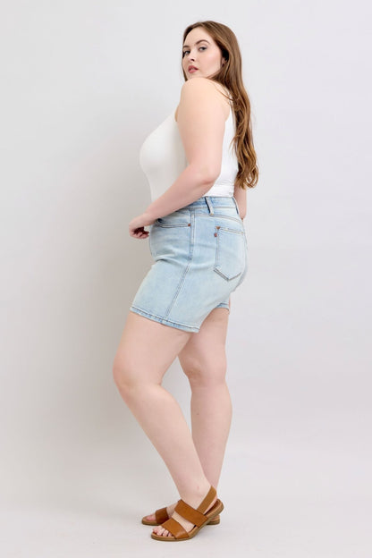 Judy Blue Full Size 2 Button Denim Shorts with Pockets Plus Size - Bitsy Gypsy Boutique