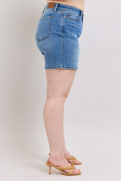 Judy Blue Full Size 2 Button Denim Shorts with Pockets Plus Size - Bitsy Gypsy Boutique