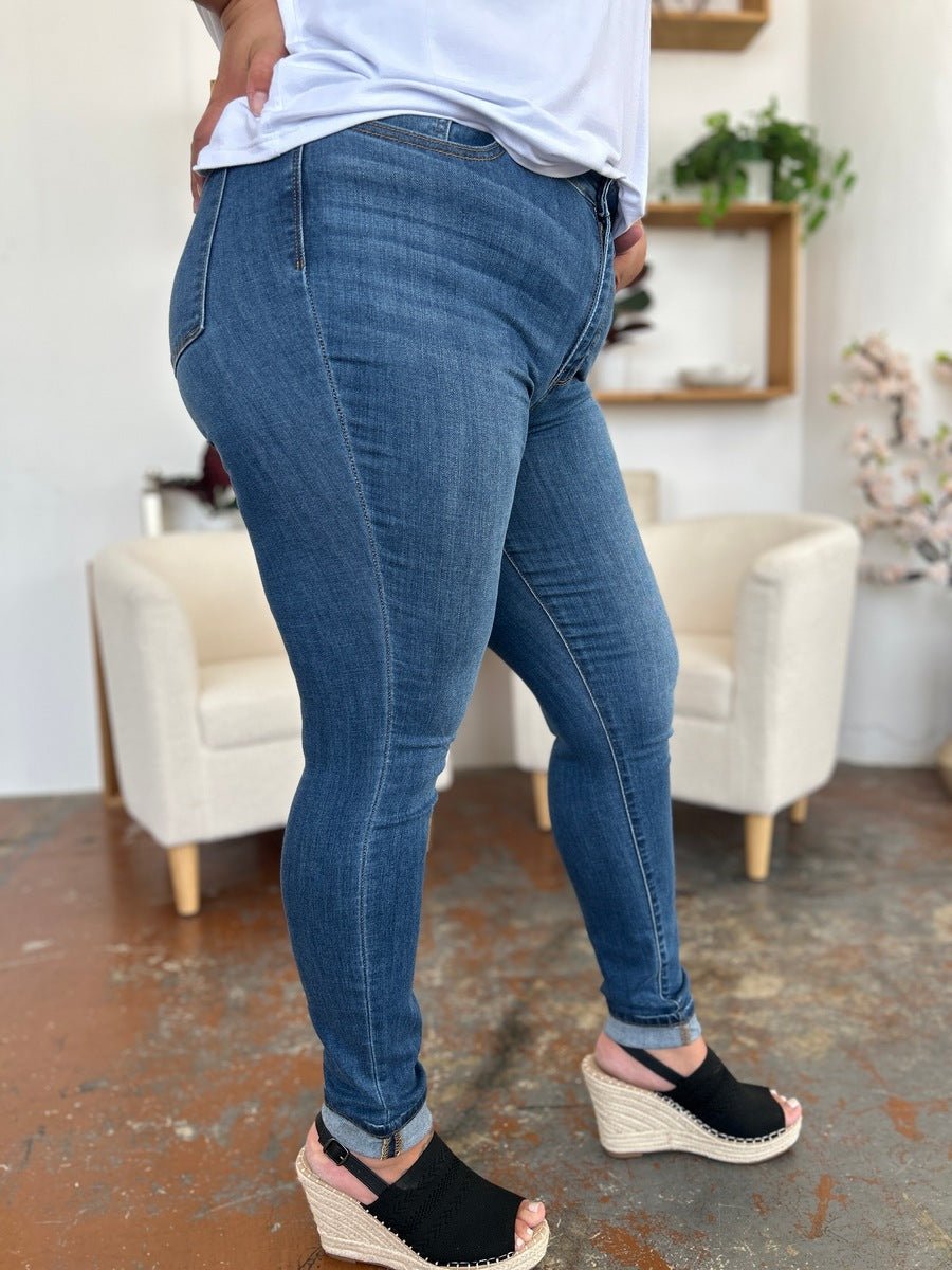 Judy Blue Full Size Cuffed Hem Skinny Jeans - Bitsy Gypsy Boutique