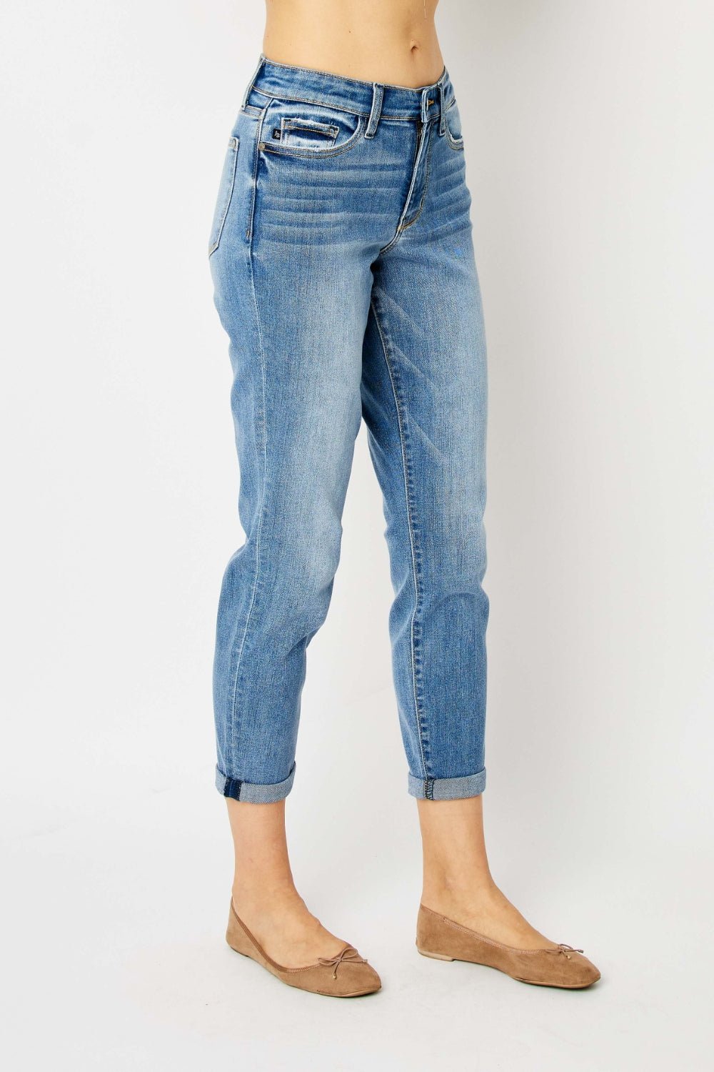 Judy Blue Full Size Cuffed Hem Slim Jeans - Bitsy Gypsy Boutique