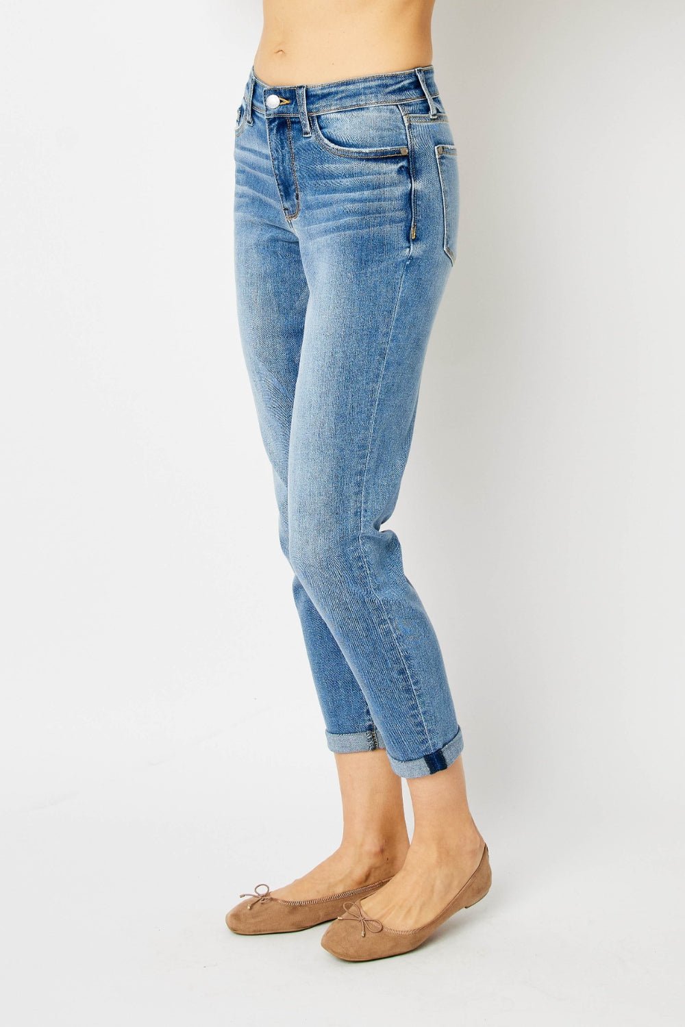 Judy Blue Full Size Cuffed Hem Slim Jeans - Bitsy Gypsy Boutique