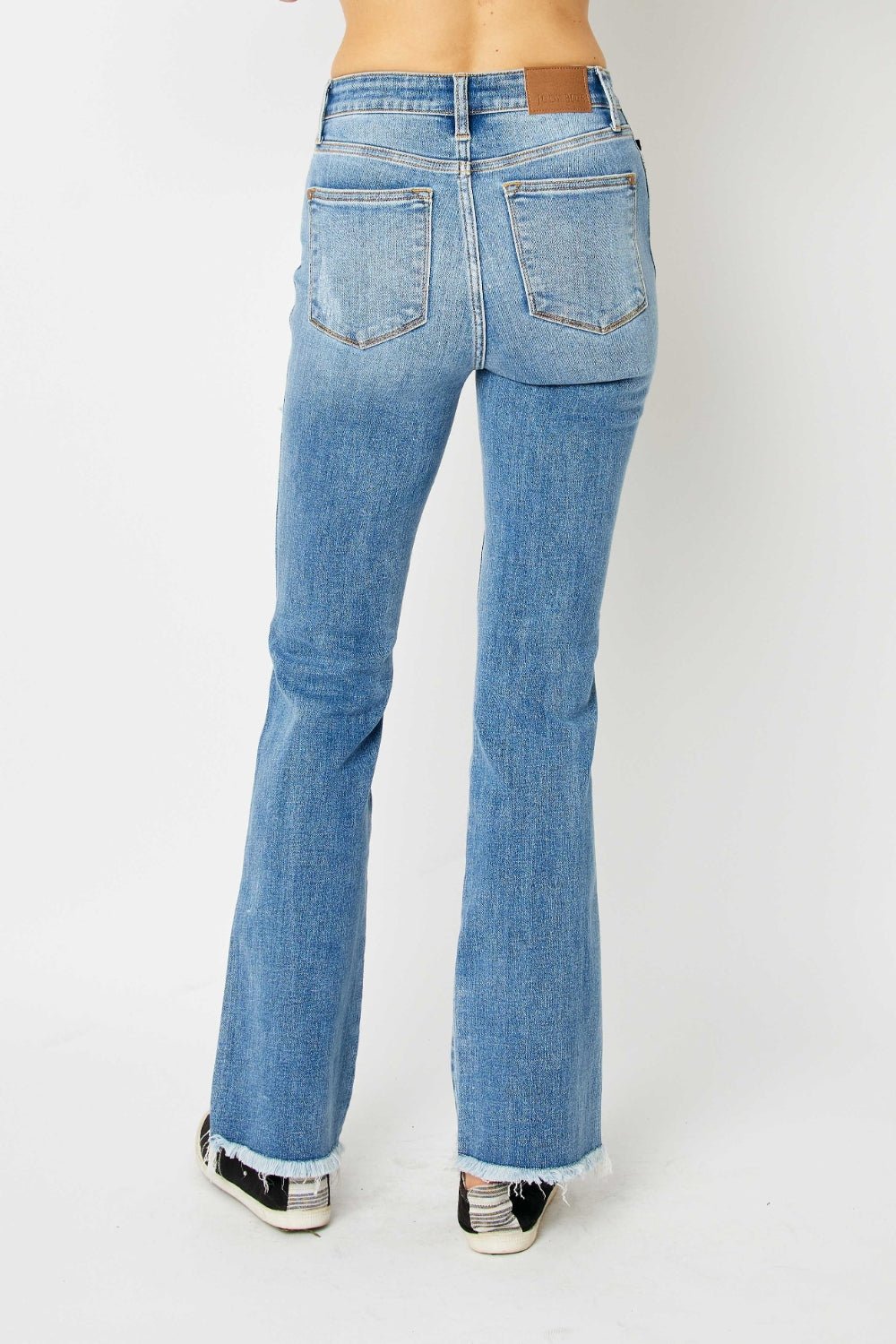 Judy Blue Full Size Distressed Raw Hem Bootcut Jeans - Bitsy Gypsy Boutique