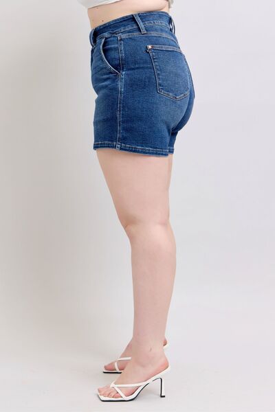 Judy Blue Full Size Double Button Waistband Denim Shorts Plus Size - Bitsy Gypsy Boutique