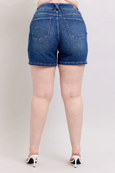 Judy Blue Full Size Double Button Waistband Denim Shorts Plus Size - Bitsy Gypsy Boutique