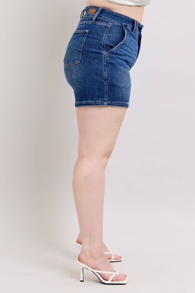 Judy Blue Full Size Double Button Waistband Denim Shorts Plus Size - Bitsy Gypsy Boutique