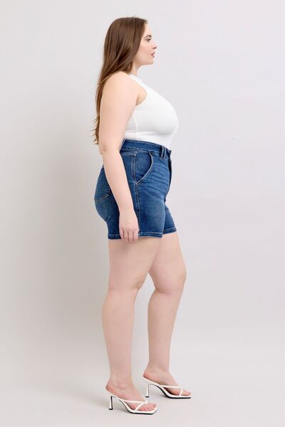 Judy Blue Full Size Double Button Waistband Denim Shorts Plus Size - Bitsy Gypsy Boutique