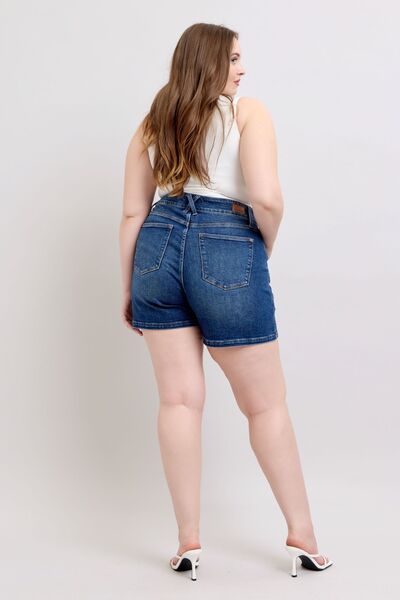 Judy Blue Full Size Double Button Waistband Denim Shorts Plus Size - Bitsy Gypsy Boutique