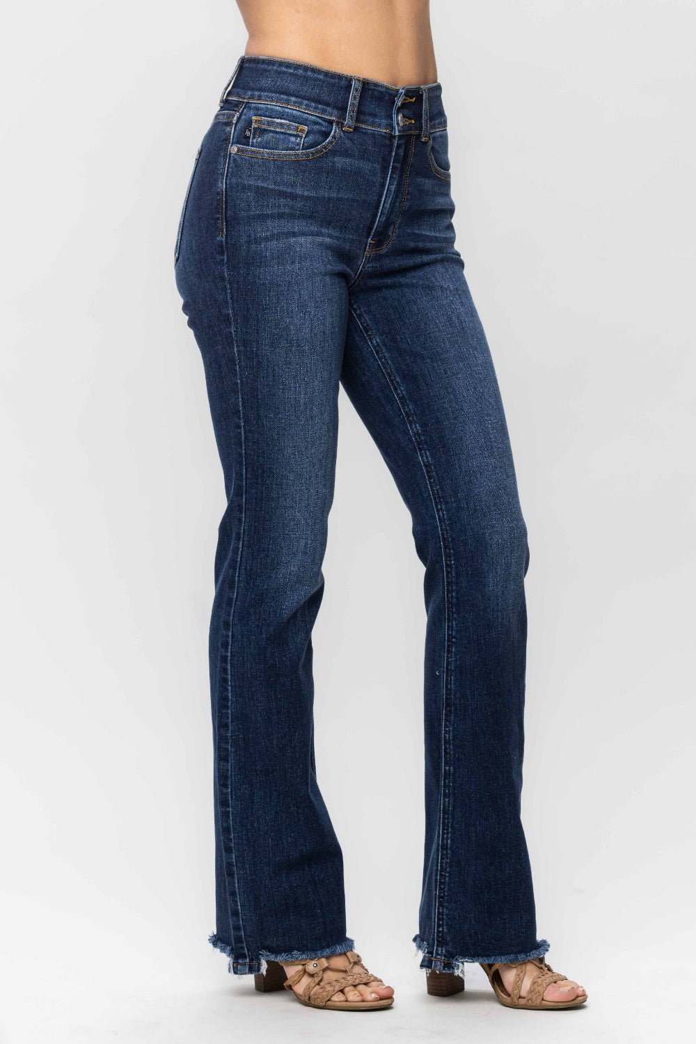 Judy Blue Full Size Frayed Hem Bootcut Jeans - Bitsy Gypsy Boutique