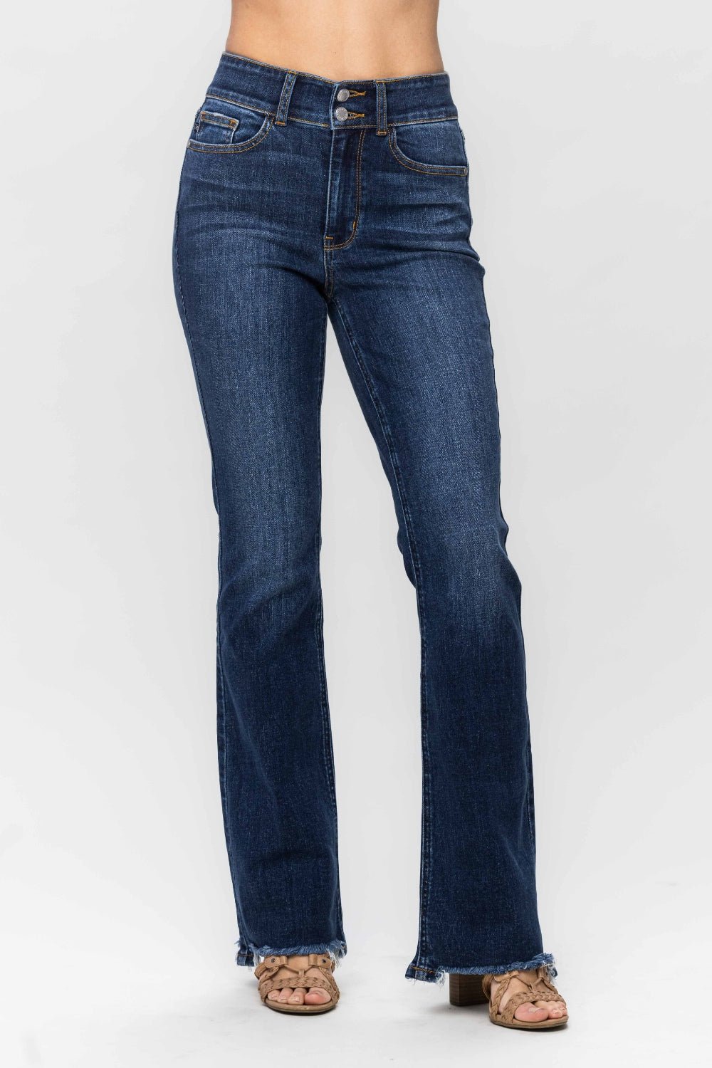 Judy Blue Full Size Frayed Hem Bootcut Jeans - Bitsy Gypsy Boutique