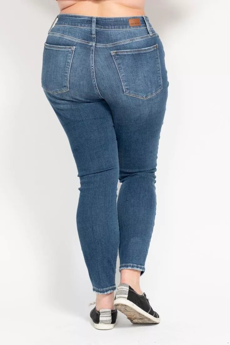 Judy Blue Full Size High Rise Button Fly Skinny Jeans Plus Size - Bitsy Gypsy Boutique