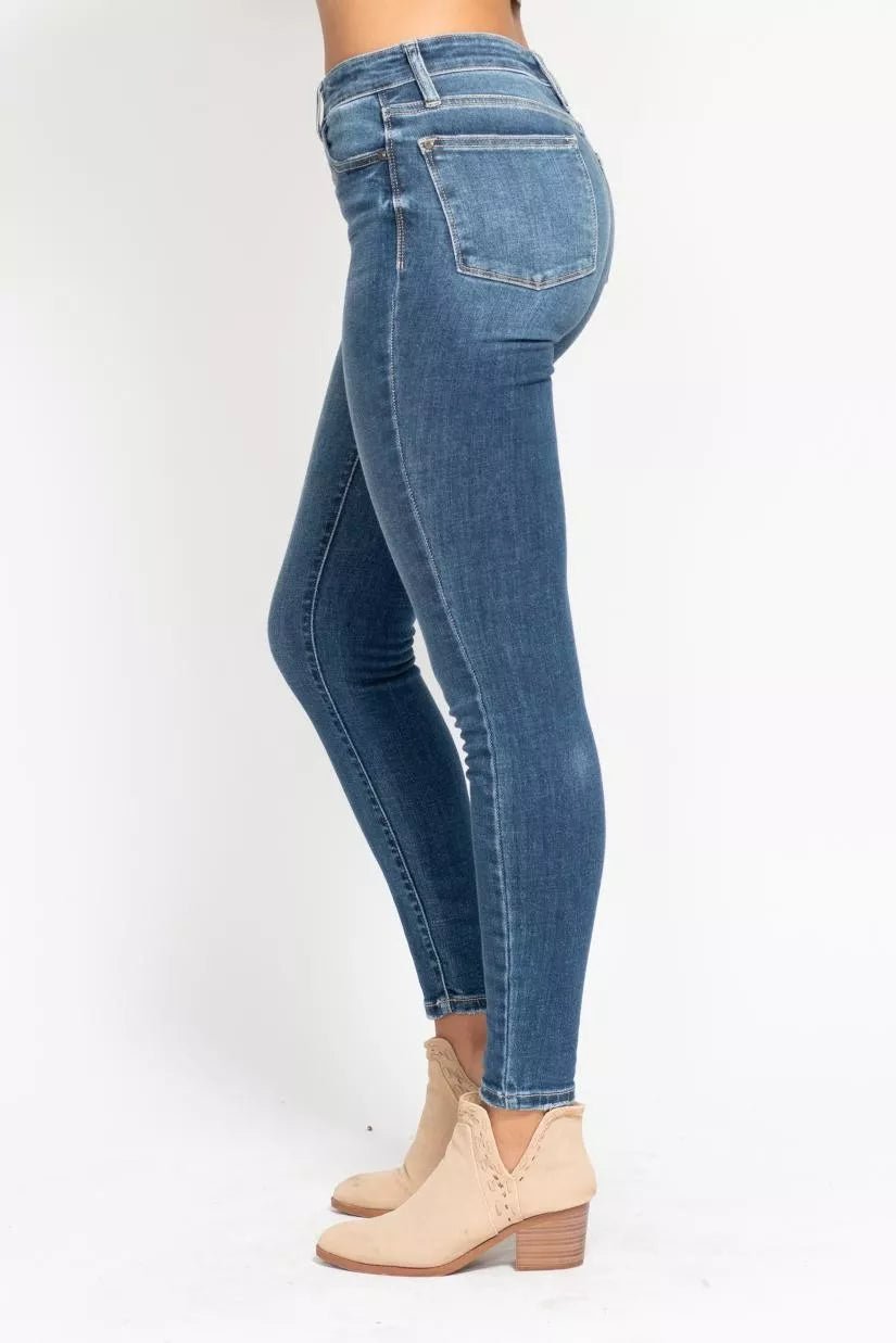 Judy Blue Full Size High Rise Button Fly Skinny Jeans Plus Size - Bitsy Gypsy Boutique