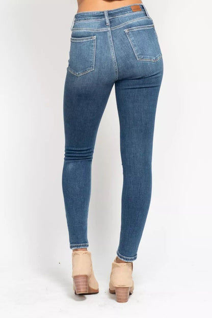 Judy Blue Full Size High Rise Button Fly Skinny Jeans Plus Size - Bitsy Gypsy Boutique