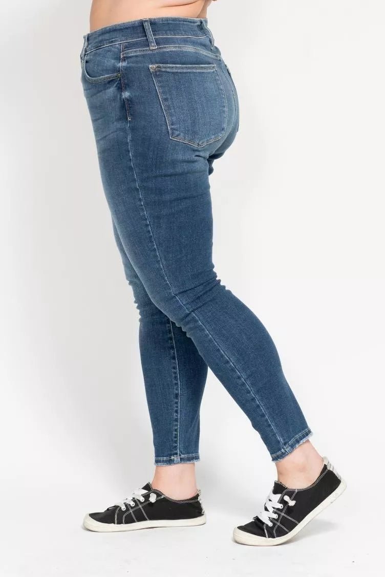Judy Blue Full Size High Rise Button Fly Skinny Jeans Plus Size - Bitsy Gypsy Boutique
