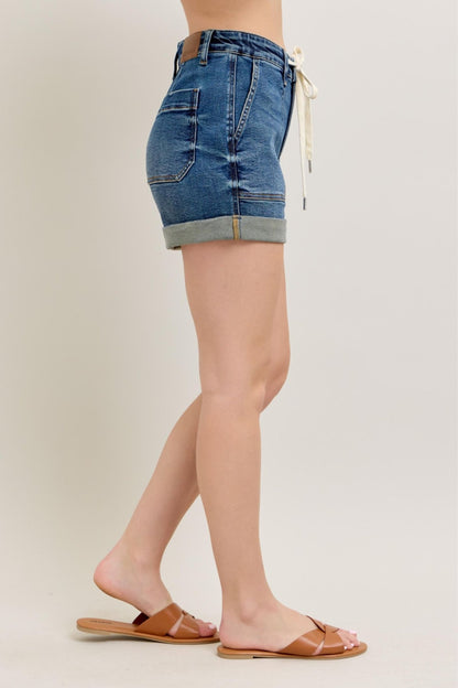 Judy Blue Full Size High Rise Cuff Denim Shorts Plus Size - Bitsy Gypsy Boutique