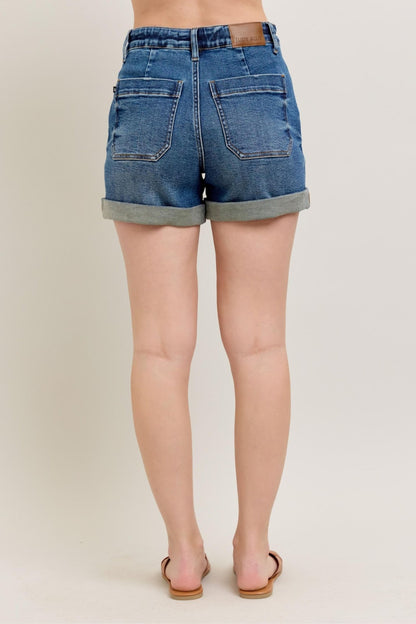 Judy Blue Full Size High Rise Cuff Denim Shorts Plus Size - Bitsy Gypsy Boutique