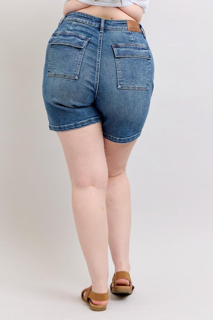 Judy Blue Full Size High Rise Denim Shorts Plus Size - Bitsy Gypsy Boutique
