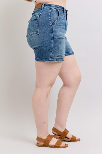 Judy Blue Full Size High Rise Denim Shorts Plus Size - Bitsy Gypsy Boutique