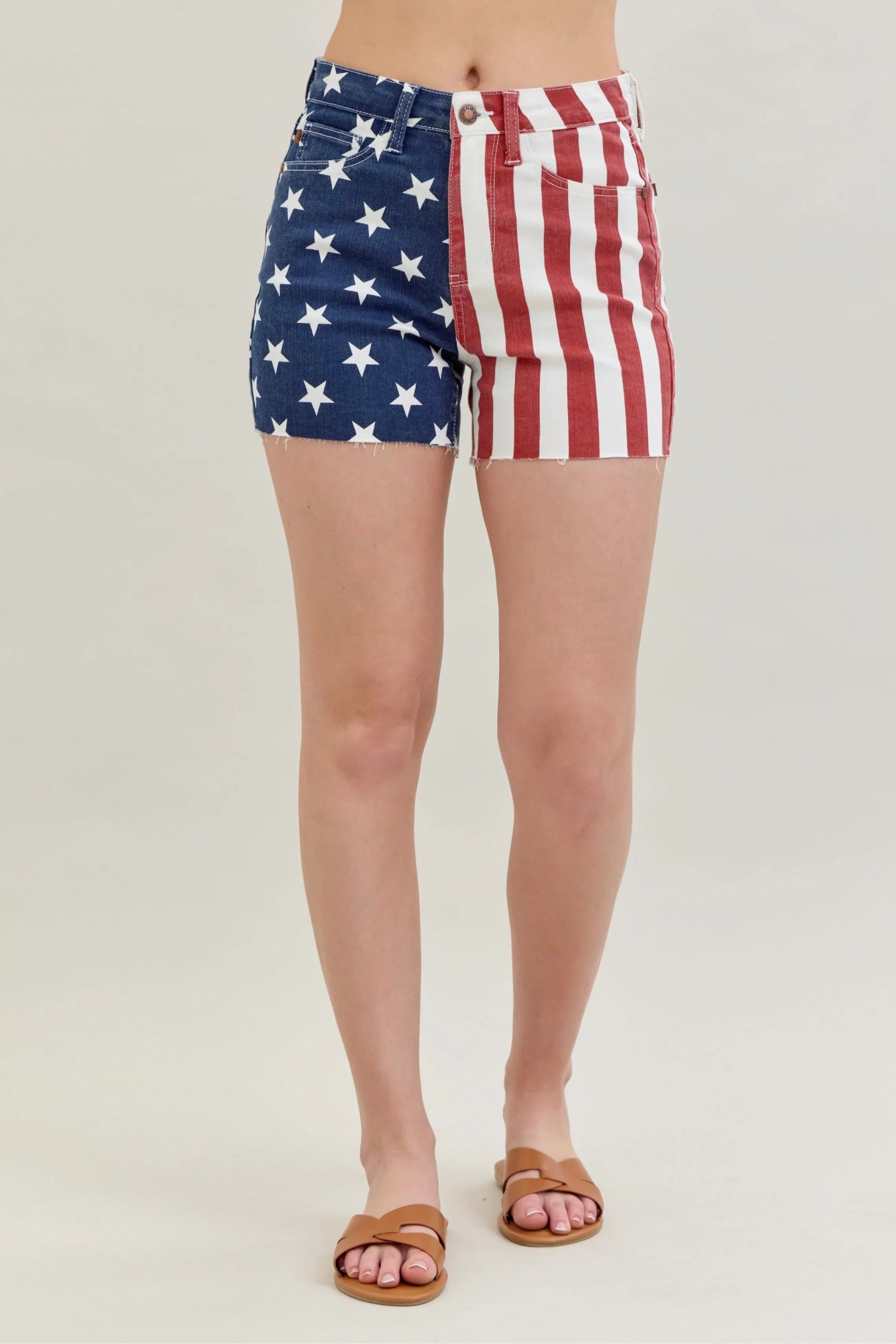 Judy Blue Full Size High Waist Americana Flag Fray Hem Shorts - Bitsy Gypsy Boutique