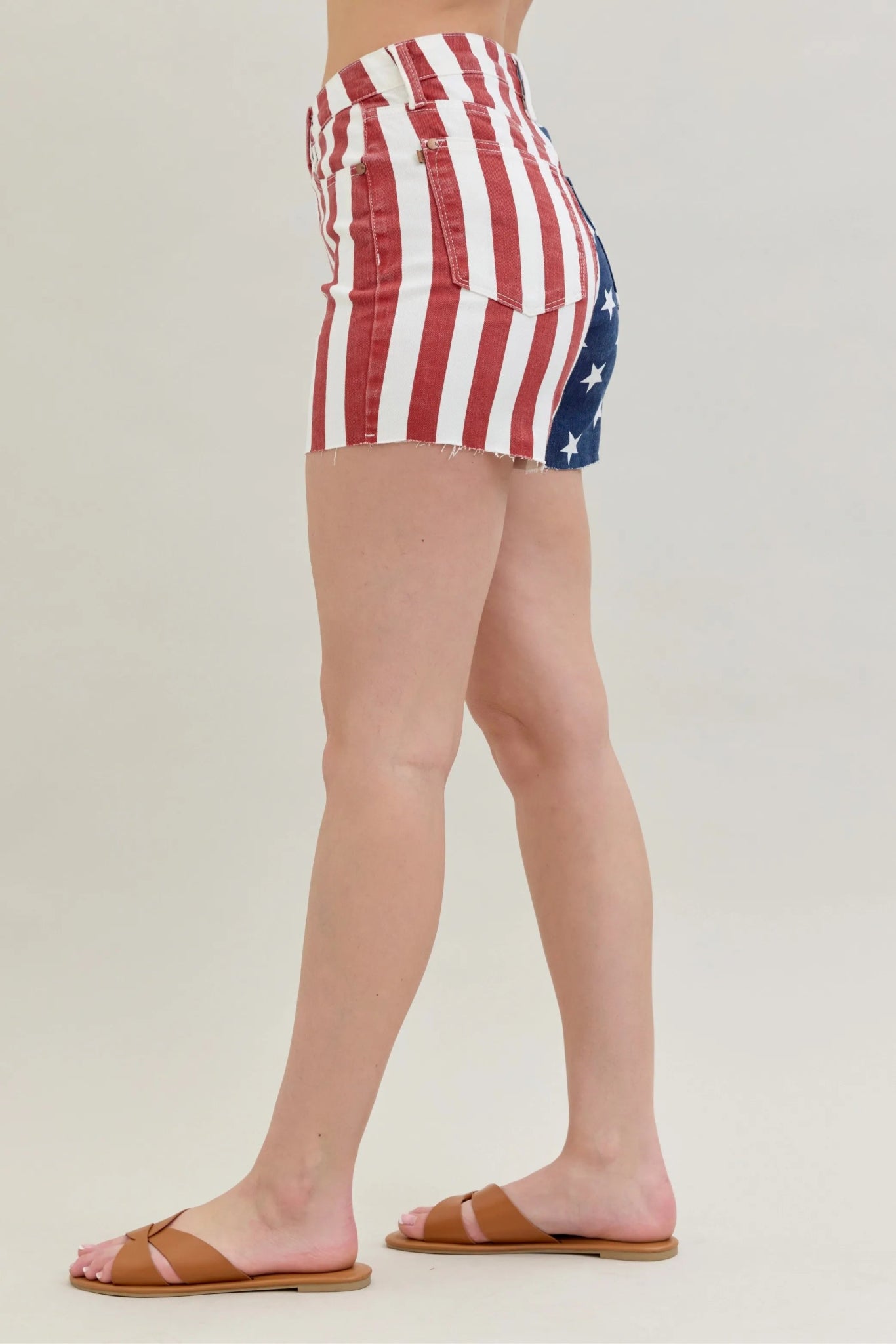 Judy Blue Full Size High Waist Americana Flag Fray Hem Shorts - Bitsy Gypsy Boutique